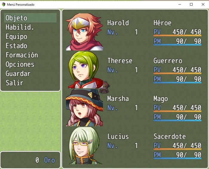 Menú normal RPGMakerMV